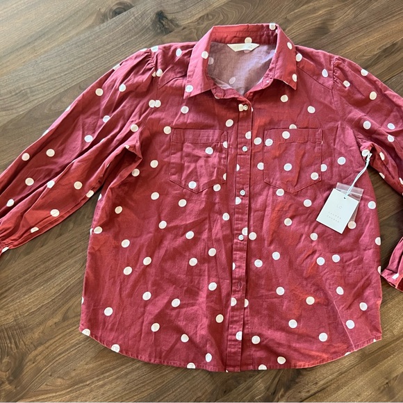 LC Lauren Conrad Tops - Lauren Conrad Women's Polka Dot Blouse, NWT, Size Medium